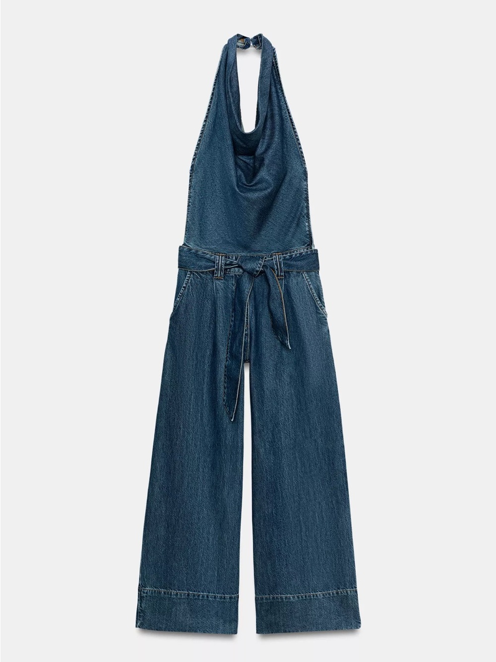 Zara halter denim jumpsuit size S